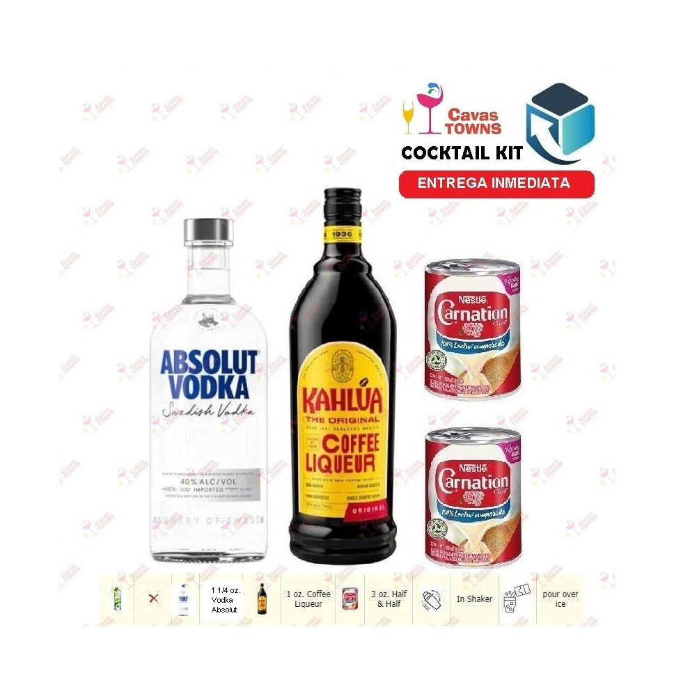 Vodka Absolut Cocktail Kit Dirty Mother Tall White Russian Receta Recipe - Cavas Towns