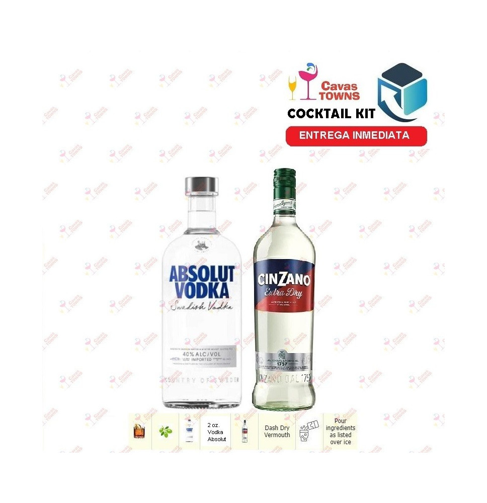 Vodka Absolut Cocktail Kit Gibson -1 Receta Recipe - Cavas Towns