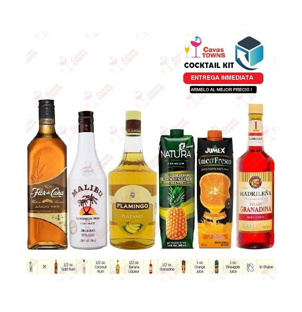 Ron Flor de Caña Cocktail Kit Alabama Slammer - 5 Receta Recipe - Cavas Towns