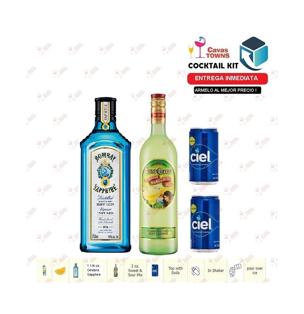Ginebra Sapphire Cocktail Kit Collins Receta Recipe - Cavas Towns