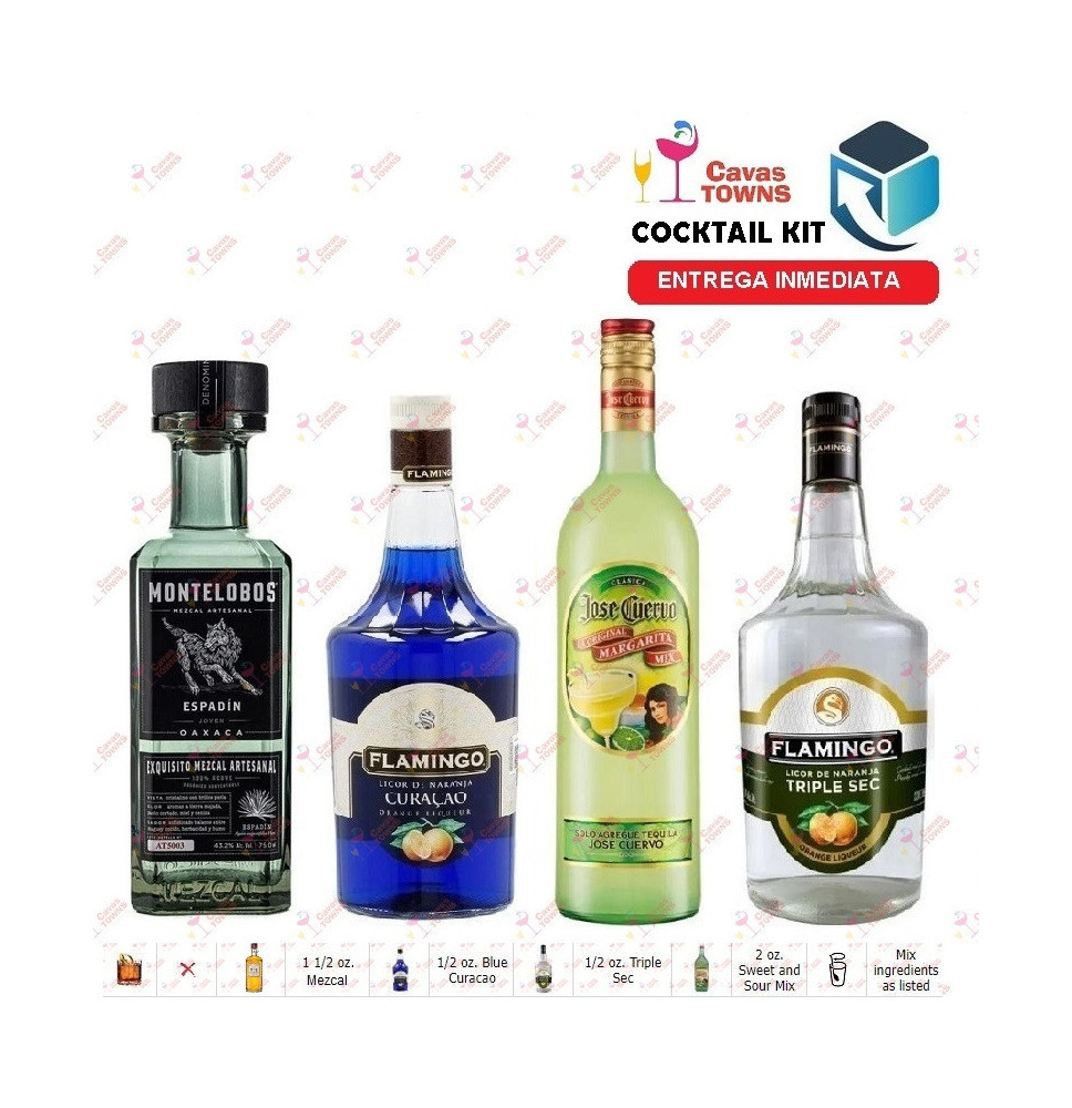 Cocktail Kit Blue Sunrise Mezcal Receta Recipe - Cavas Towns