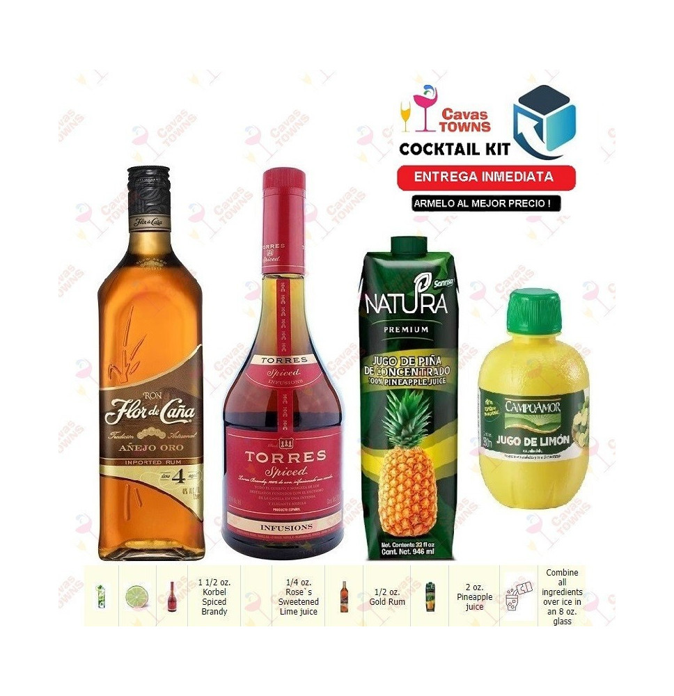 Cocktail Kit Barbados Sunrise - 2 Receta Recipe - Cavas Towns
