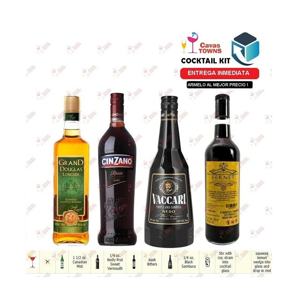 Cocktail Kit Black Manhattan - 2 Receta Recipe - Cavas Towns