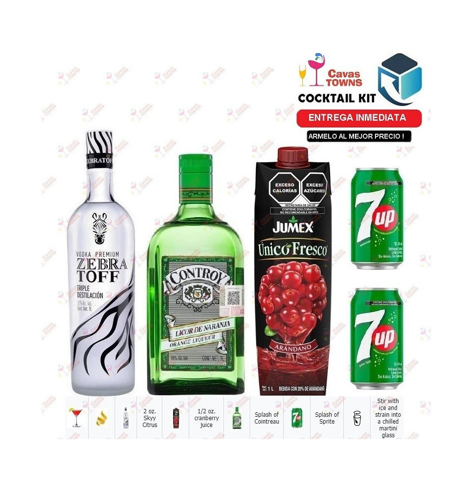 Cocktail Kit Citrus Cosmopolitan - 2 Receta Recipe - Cavas Towns