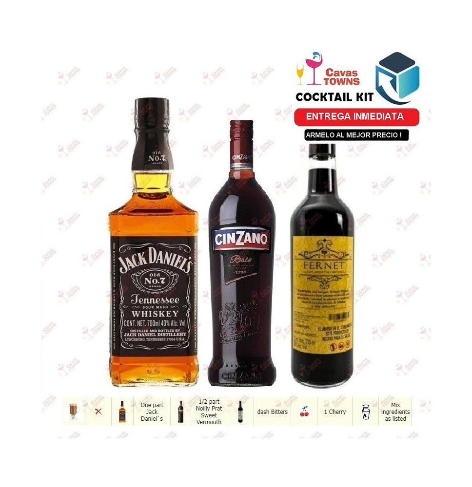 Cocktail Kit Classic Jack Daniels Manhattan Receta Recipe - Cavas Towns