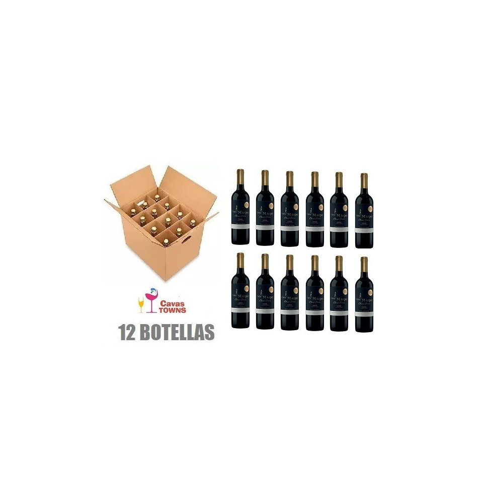 Caja 12 Botellas Vino Tinto Viña Maipo Syrah 750 ml - Cavas Towns