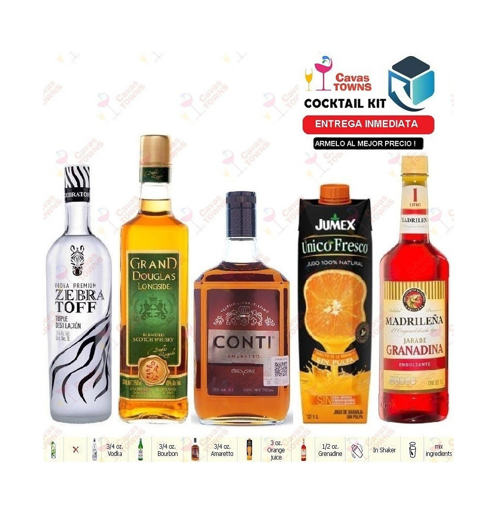Whisky Grand Douglas Cocktail Kit Alabama Slammer -1 Receta Recipe - Cavas Towns