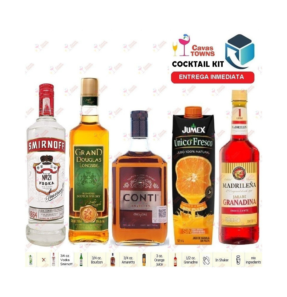 Vodka Smirnoff Cocktail Kit Alabama Slammer -1 Receta Recipe - Sellers Towns